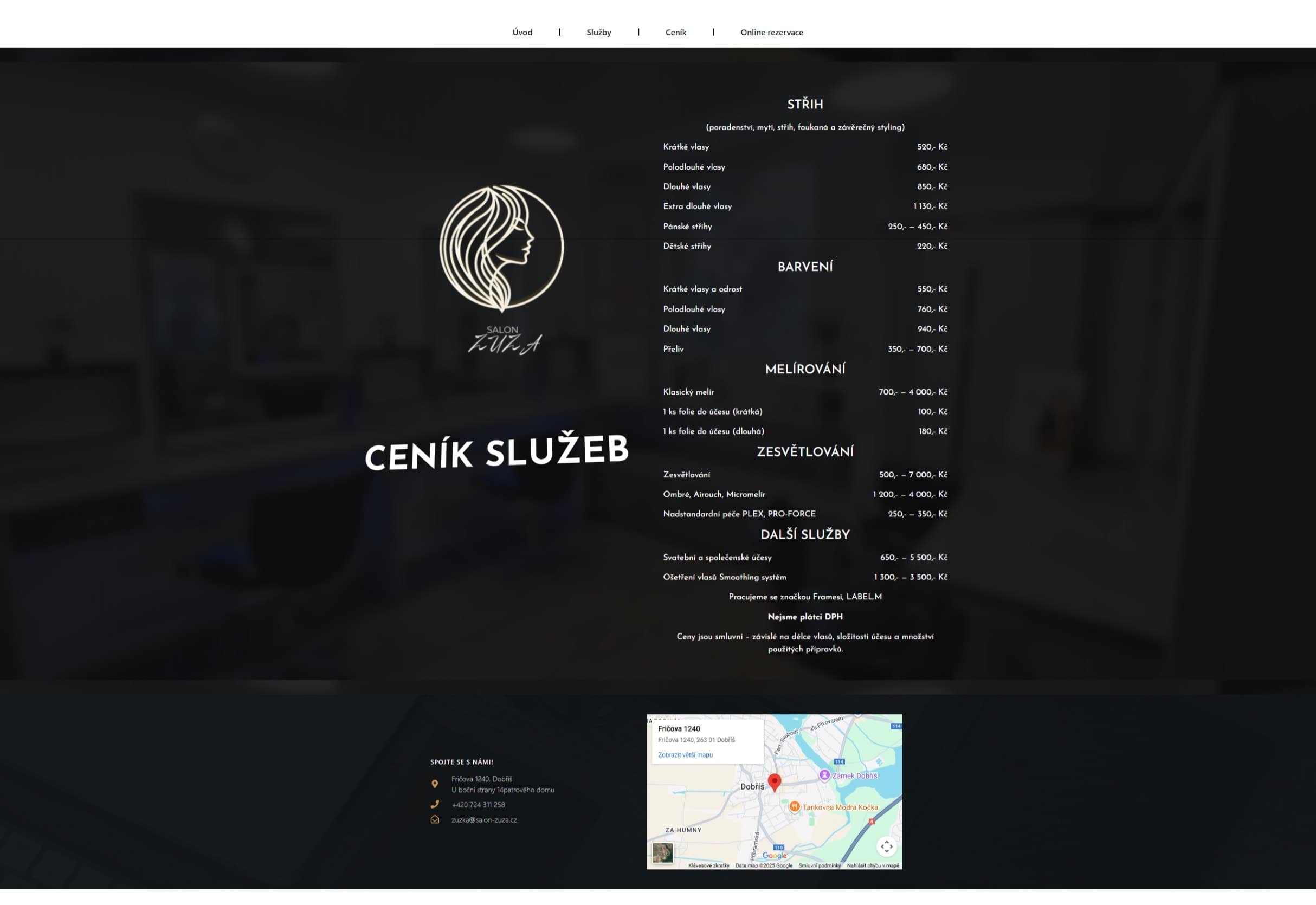 Salon Zuza WordPress ceník